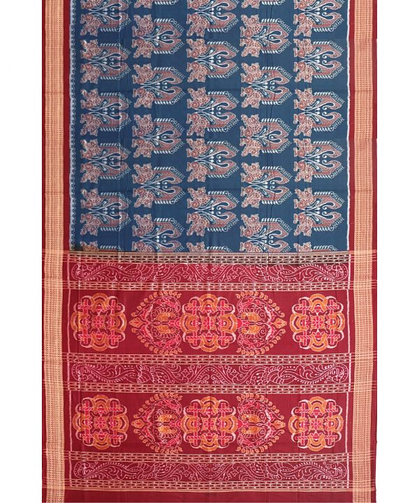 Blue Sapphire traditional Sambalpuri cotton Saree – Boyanika Odisha