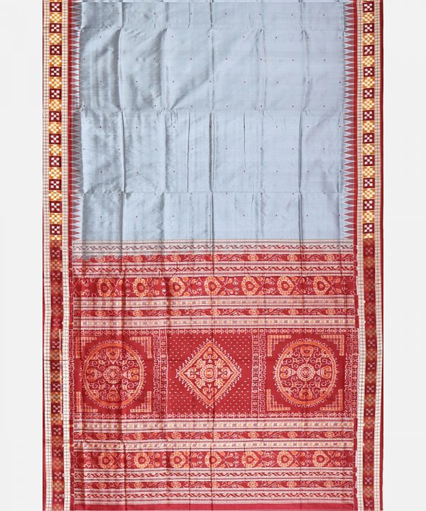 Ash Grey Sambalpuri silk saree – Boyanika Odisha