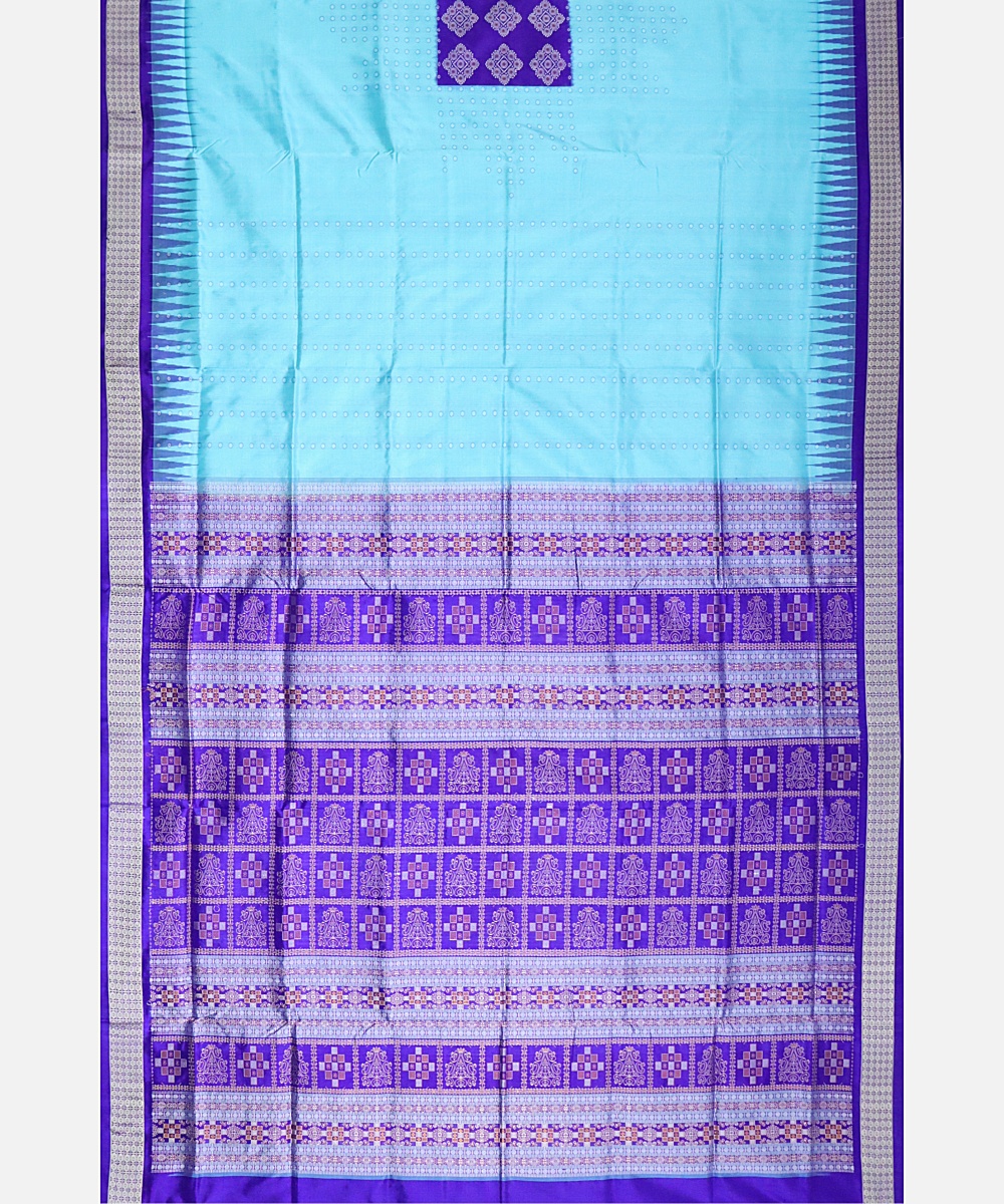 Sky Blue Bomkai silk saree – Boyanika Odisha