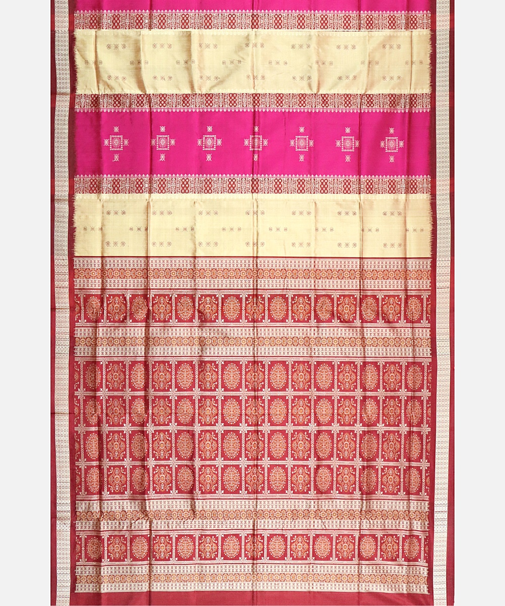 Apricot & Byzantine Bomkai silk saree – Boyanika Odisha