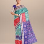 Turquoise blue pantone cotton handloom sambalpuri saree