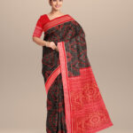 Black dark red cotton handloom sambalpuri saree