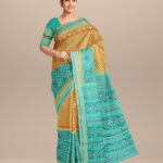Brown celadon green cotton handloom sambalpuri saree