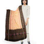 Cream black cotton handloom sambalpuri dupatta