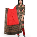 Black dark red handloom cotton sambalpuri dress material