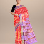 Bole red blue bonnet silk handloom khandua saree