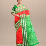 Red forest green silk handloom bomkai saree