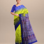 Teal green dark blue silk handloom sonepur saree