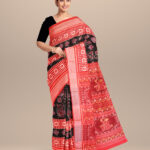 Black alizarin crimson cotton handloom sambalpuri saree