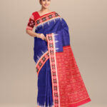 Catalina blue dark red cotton handloom bomkai saree