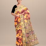 Bulgarian rose black silk handloom khandua saree