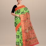 Multicolor dark red silk handloom khandua saree