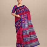 French plum dark red silk handloom khandua saree