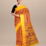 Multicolor fluorescent orange silk handloom khandua saree