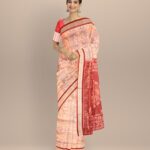 Multicolor carmine handloom silk sambalpuri saree