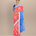 Red dark blue silk handloom sambalpuri saree