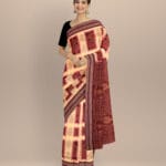 Yellow dark sienna cotton handloom sambalpuri saree