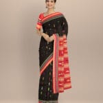 Black red cotton handloom sonepur saree