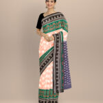 Pink black handloom nuapatna cotton saree