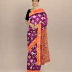 Purple dark red silk handloom khandua saree