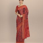 Maroon maroon cotton handloom sambalpuri saree