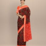 Brown dark red handloom sambalpuri cotton saree