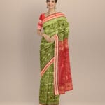 Teal green maroon silk handwoven sambalpuri saree