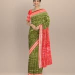 Teal green maroon silk handloom sambalpuri saree