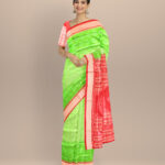 Dark green dark red silk handloom sambalpuri saree