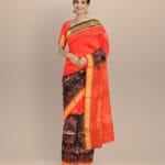 Red black silk handloom sambalpuri saree
