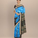 Multicolor black striped silk handloom sambalpuri saree
