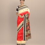 Red black silk handloom bomkai saree