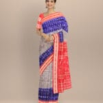 Multicolor dark red silk hand loom sambalpuri saree