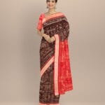 Brown dark red silk handloom sambalpuri saree