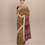 Brown caput mortuum silk handloom sambalpuri saree