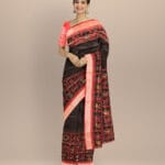 Black dark red silk handloom sambalpuri saree