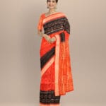Orange black silk handloom sambalpuri saree