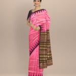 Pink black silk handloom sambalpuri saree