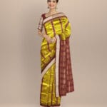 Lime green coffee silk handloom sambalpuri saree