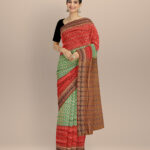 Multicolor caf? au lait cotton handloom sambalpuri saree