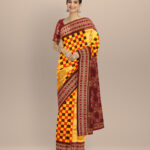 Multicolor coffee cotton handloom sambalpuri saree