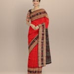 Red black cotton handloom sambalpuri saree