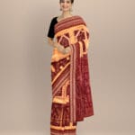 Multicolor burgundy cotton handloom sambalpuri saree