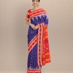 Sky blue dark red cotton handloom sonepur saree