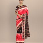 Multicolor black red cotton handloom sonepur saree