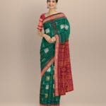 Dark green maroon cotton handloom sonepur saree