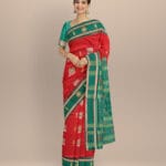 Maroon dark green cotton handloom sonepur saree