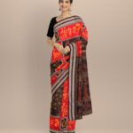 Multicolor black handloom cotton sambalpuri saree