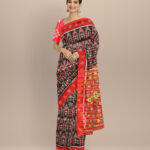Black dark red silk handloom nuapatna saree
