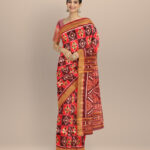 Multicolor golden silk handloom nuapatna saree